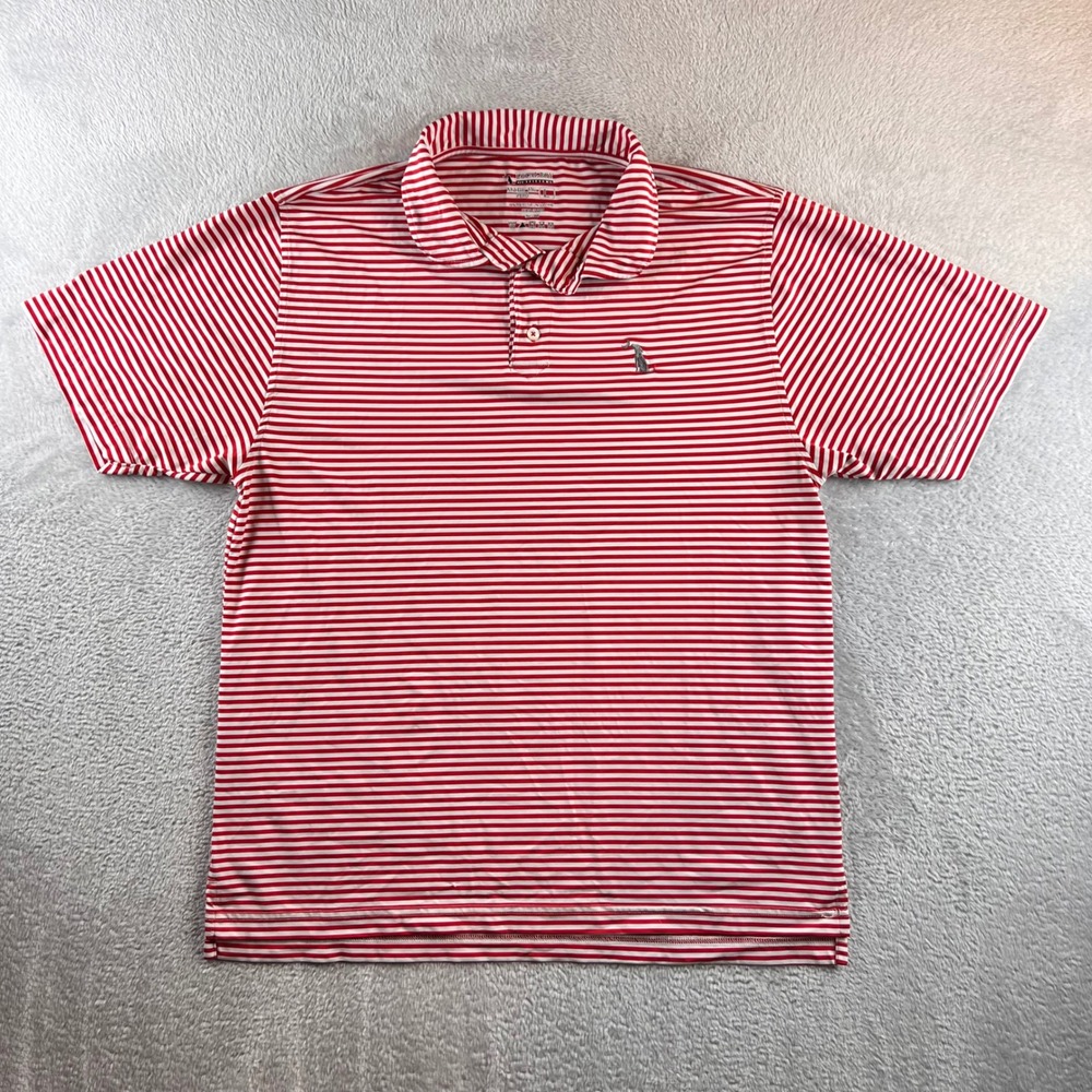 Local Boy Outfitters Striped Performance Polo Shirt Mens L Red White Preppy